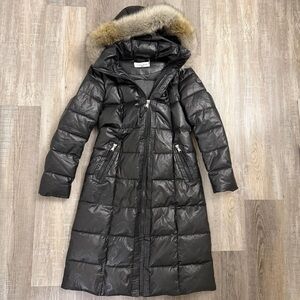 Calvin Klein Women’s Black Puffer Winter Coat w/ Faux Fur Hood-size Small